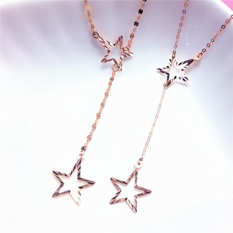 Purple Gold Pentagram Plated Rose Gold Simple Temperament Niche Design Color Gold Collarbone Chain