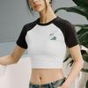 Adidas Graphic Raglan T-Shirt Women Tops Han-Jade-White Black KC0973