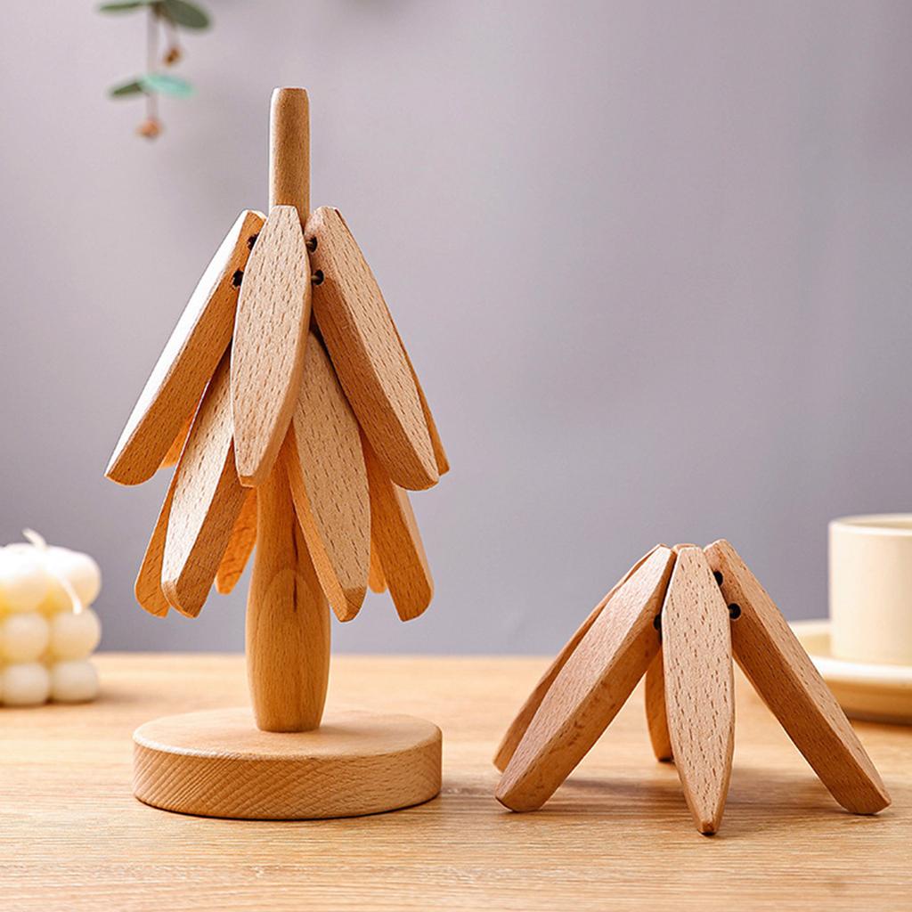 Heat Resistant Wood Trivet Mats Multipurpose Pots Holder and Coasters Hot Dishes Placemats Set Home Table Decoration