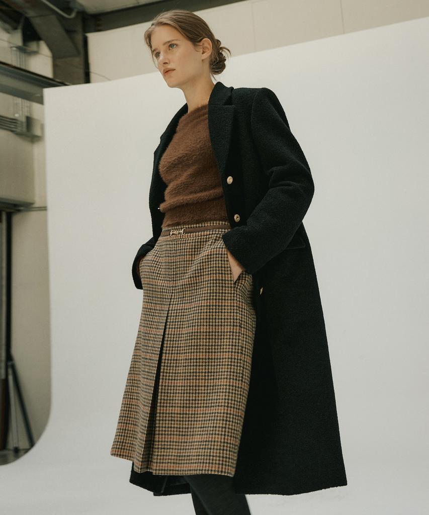 Otte French Check Wool Sk_Brown