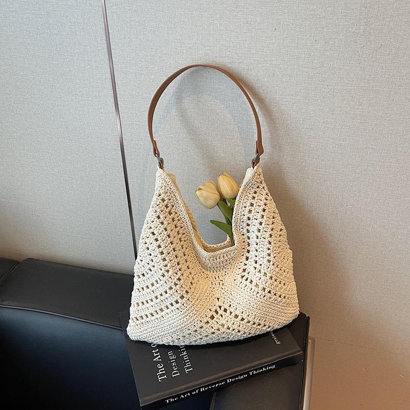 

Плетеная сумка женская новая популярная пляжная отпускная сумка через плечо большая вместимость сумка-тоут соломенная сумка