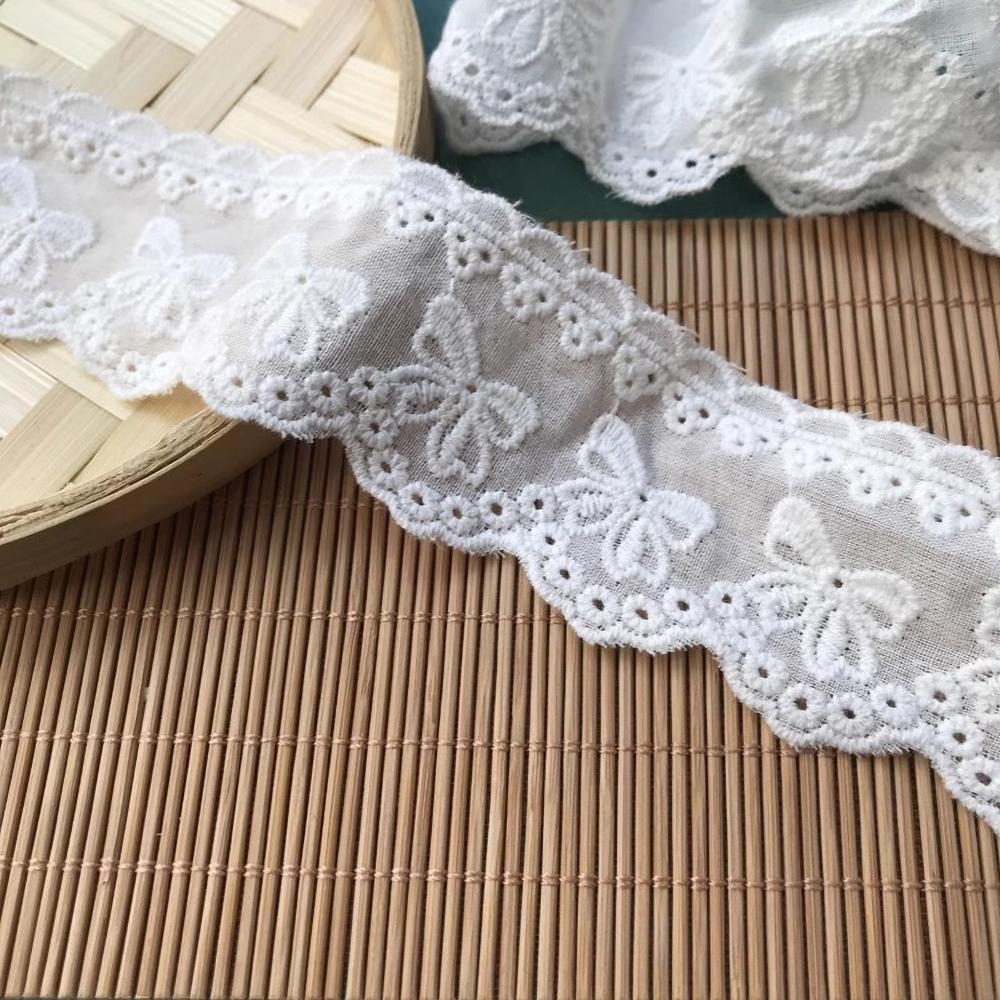 

2 ярда Хлопок Белый Бежевый Вышитый Цветочный Кружевной Материал Отделка Сделай Сам Для Одежды Шитье Украшение белый