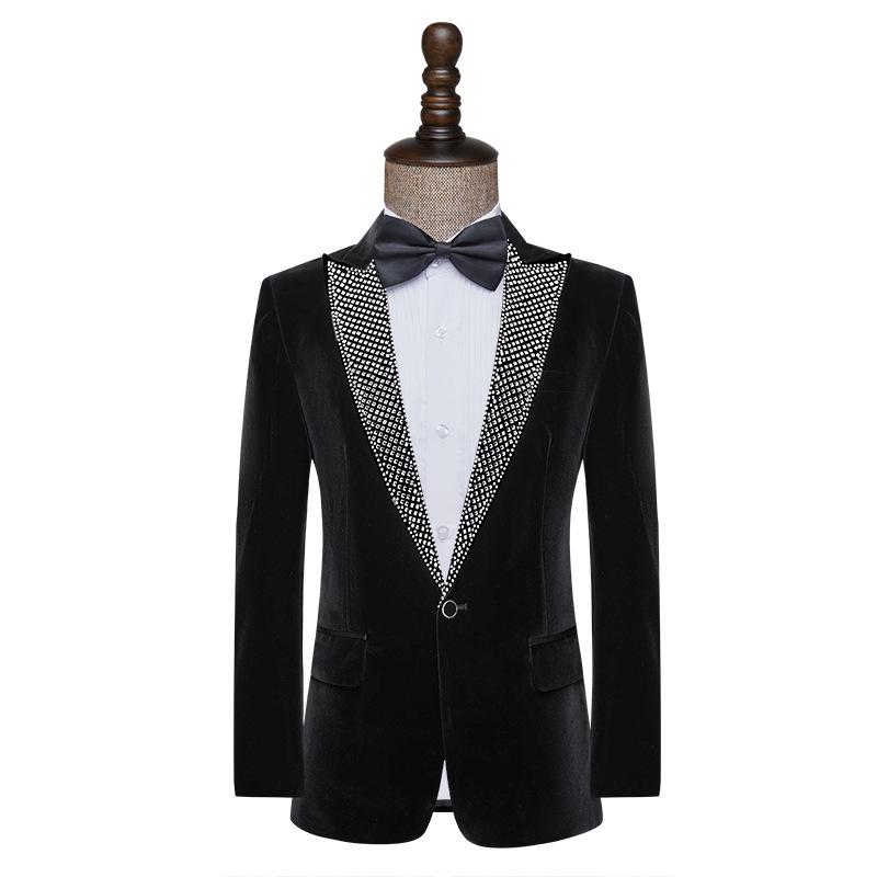 Giacca da abito nera slim fit da uomo per cantanti e presentatori
