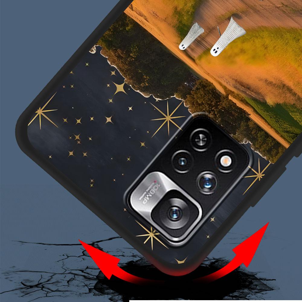 Aesthetic Cute Ghost Art Case for Xiaomi Redmi Note 11 10S 8T 10 12 Pro Plus 11T 8 9 11E 11S 5 9S 7 Soft TPU Black Phone Cover