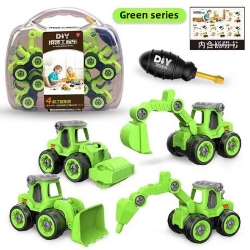 Gjør-det-selv Skrue Anleggskjøretøy Lastebil Gravemaskin Veivals Bulldoser Puslespill Simuleringsmodell Leketøy for barn Gave B057