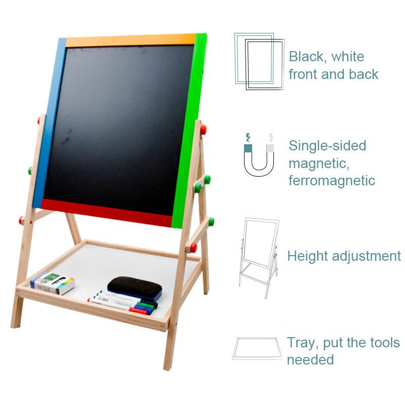 Kids Chalkboard & Magnetic Dry Erase Board And Chalkboard Paint Storage Tray There Are Black And White Sides Kids Toys Gift