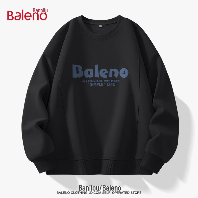 Baleno Men's Letter Logo Loose Fit Pullover Sweatshirt