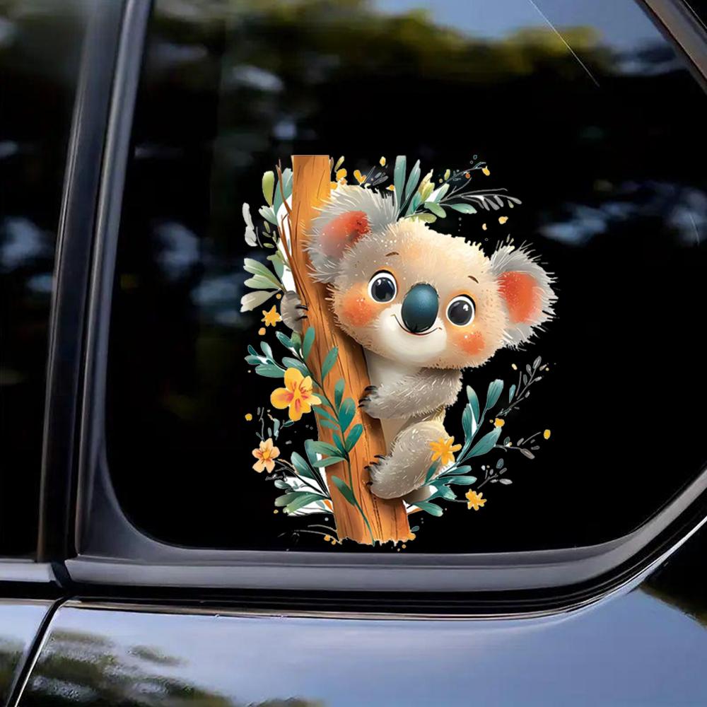 QT2166#15cm Adorable Koala Tree Climbing Car Sticker, Suitable for Laptop, Car, Truck, Van, SUV, Motorcycle, Bumper, Window