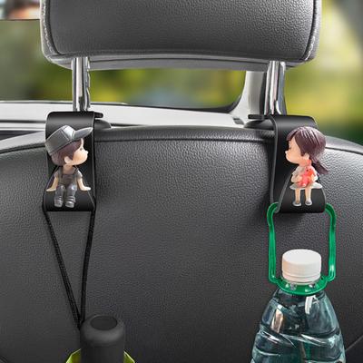 1 par de ganchos fofos para encosto de cabeça de carro, assento traseiro, figura de desenho animado, cabides de assento