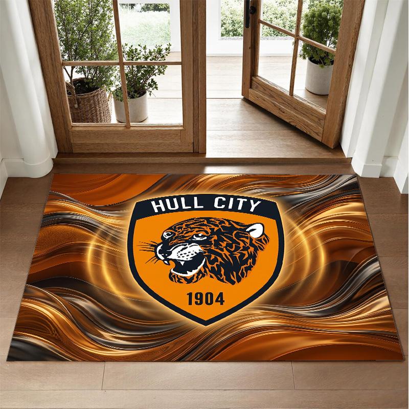 Hull City Fußball Design Kristall Samt Teppich Weiche Dekorative Matte für Schlafzimmer Eingang