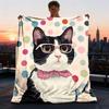 1pc Cat Glasses Outdoor Flannel Blanket , Machine Washable Perfect Gift for Birthday , Holiday Travel Accessory , Durable Material