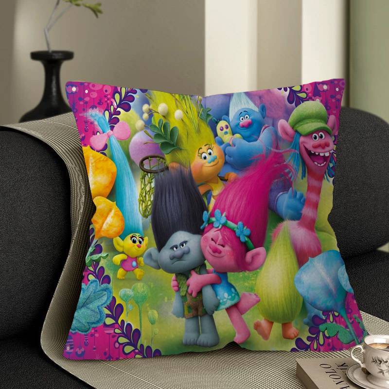 Cartoon T-Trolls Band Together 45*45cm Cushion Cover Pillow Cover Decor Pillowcase Home Pillowcase for Couch Pillow