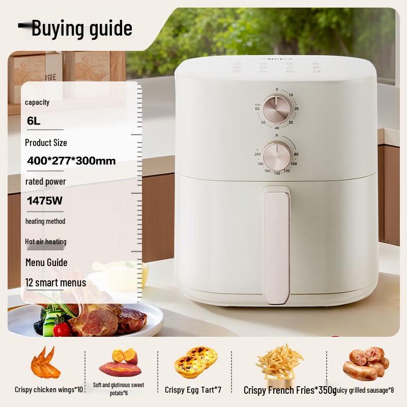 Midea 6L Steam Roasting Air Fryer with Knob Control CN plug (adapter included)