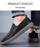 Men's Slip-On Leather Shoes: Sizes 36–48, Soft Sole, Breathable, Hand-Stitched