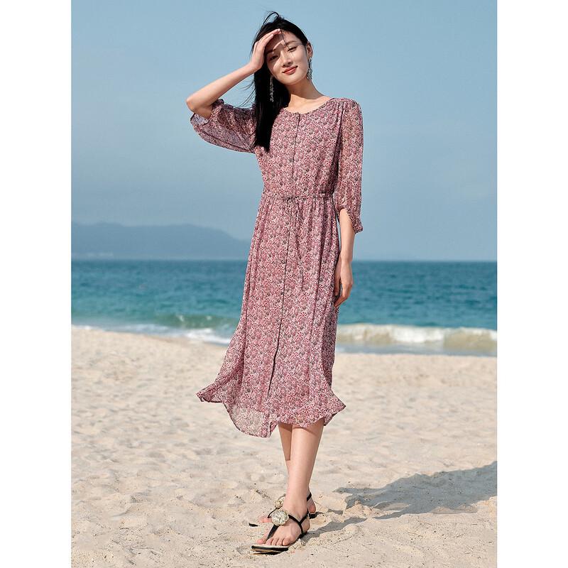 

JUZI ANNACAU Elegant Folk Print Chiffon Midi Dress 2XL