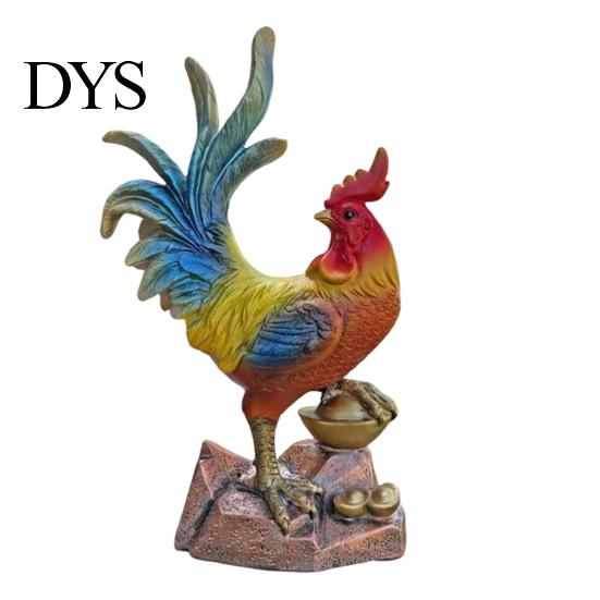 Decorative Rooster Sculpture Resin Statue, Auspicious Ornament, Farmhouse Chicken Decor for Home Indoor Tabletop Garden Courtyard Desktop Craft Gift