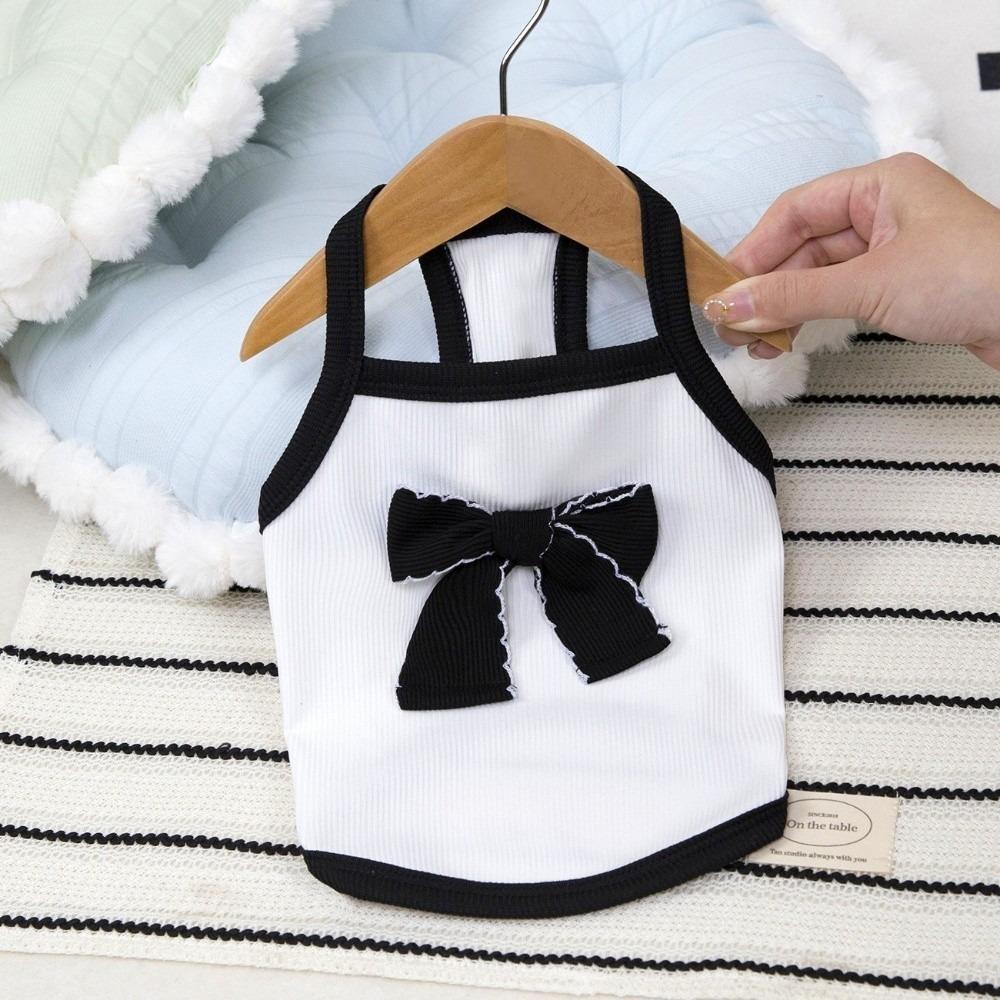 Thin Edition Pet Bow Vest Sun Protection Pet Short Sleeved Shirt Cat Camisole Vest  for Small Pets