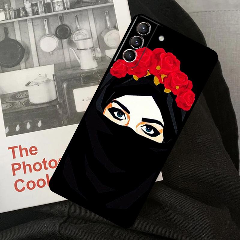Muslim Islamic Girls Arabic Hijab Phone Case For Samsung Galaxy S23 S22 S24 Ultra S20 S21 S24 FE S9 S10 Plus Note 10 20 Ultra