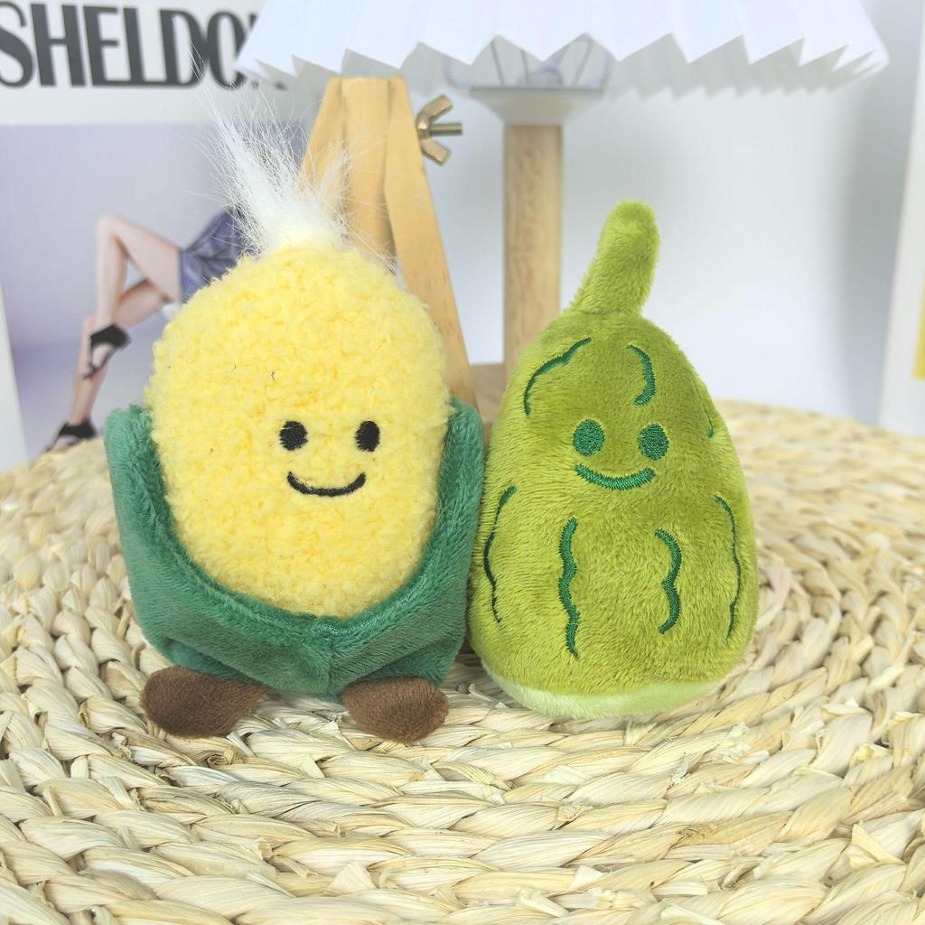 Whimsical Veggie & Fruit Expression Keychain Plush Doll