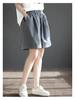 Women's Plus Size Retro Wide Leg Cotton Shorts - Elastic Waist, Loose Fit, Solid Colors, Five-Point Length