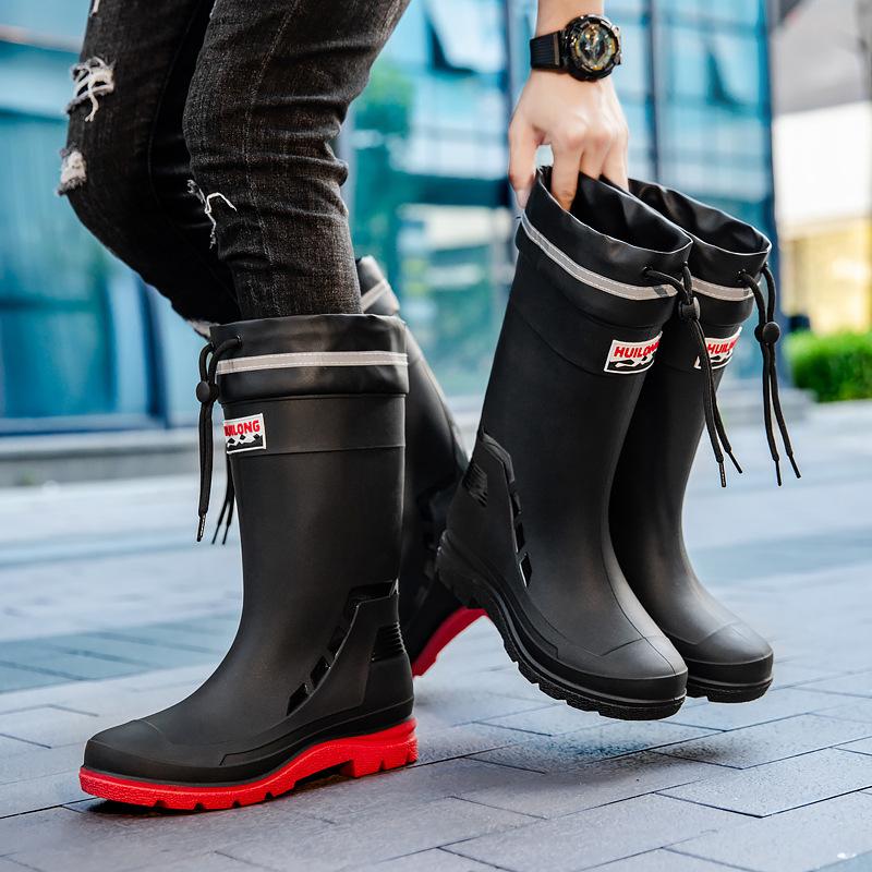 High-end Rain Shoes Men's Closed Rainproof Waterproof Shoes High Rain Boots Takeaway Rider Special Rubber Shoes Fishing Shoes