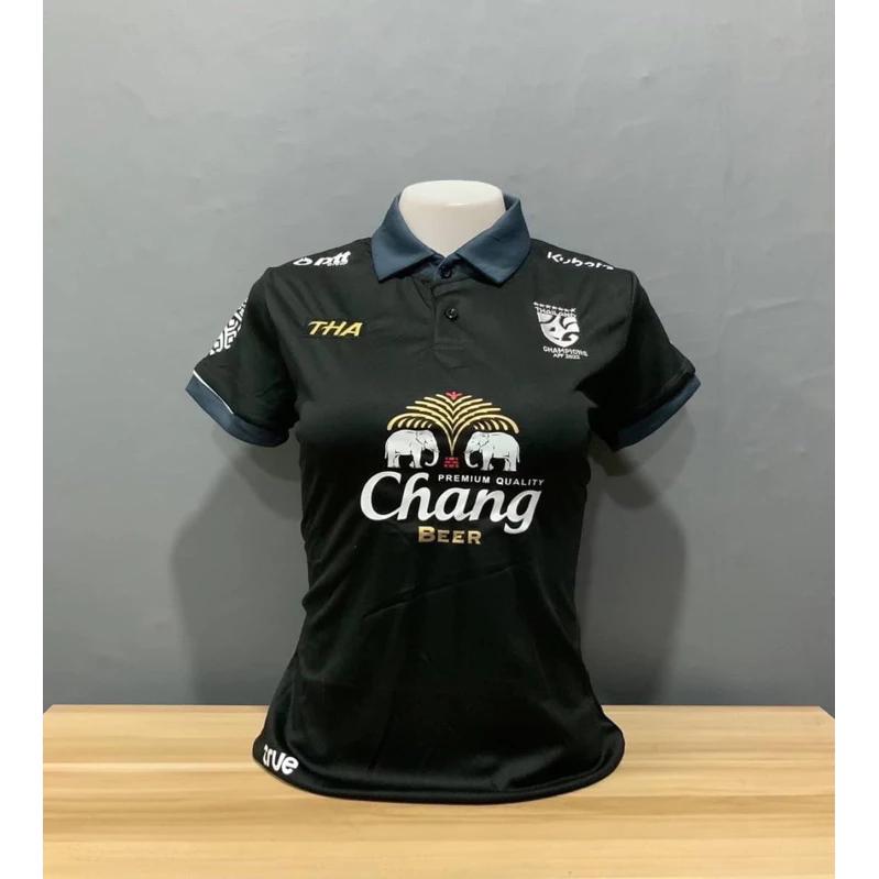 Thailand National Women Football Soccer Training JERSEY CHEER Fan Print Vintage Retro Elephant Quick Dry Polo Shirt Short Sleeve Uniform Sport Outdoor