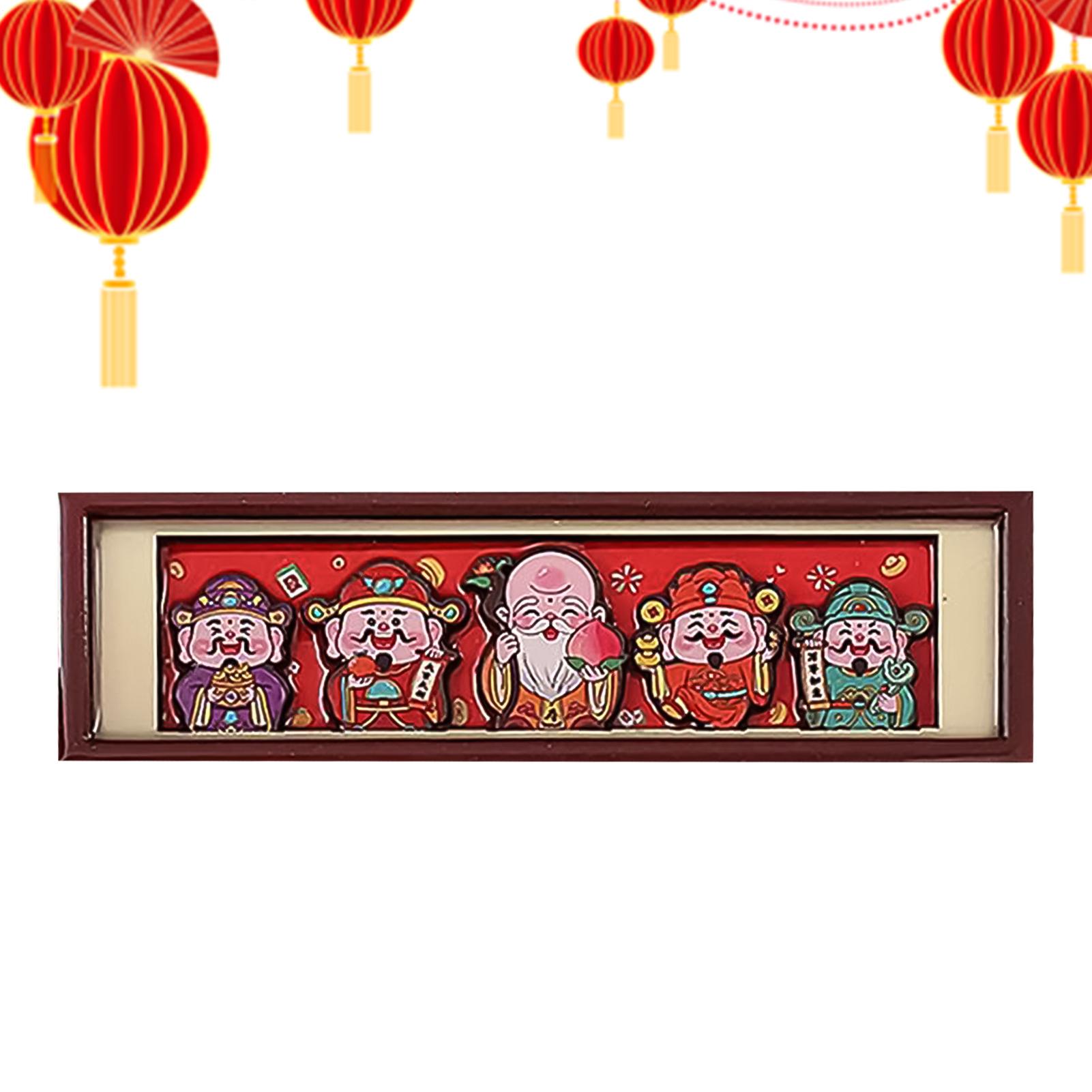 God Of Wealth Fridge Magnets Refrigerator Magnetic Sticker Wooden Couplet Design Refrigerator Magnets Blessing Decoration China Mainland