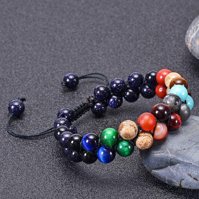Cosmic Galaxy Solar System Bracelet Female Transfer Beads Eight Planets Natural Hand-woven Student Beads Natural Stone Bracelet