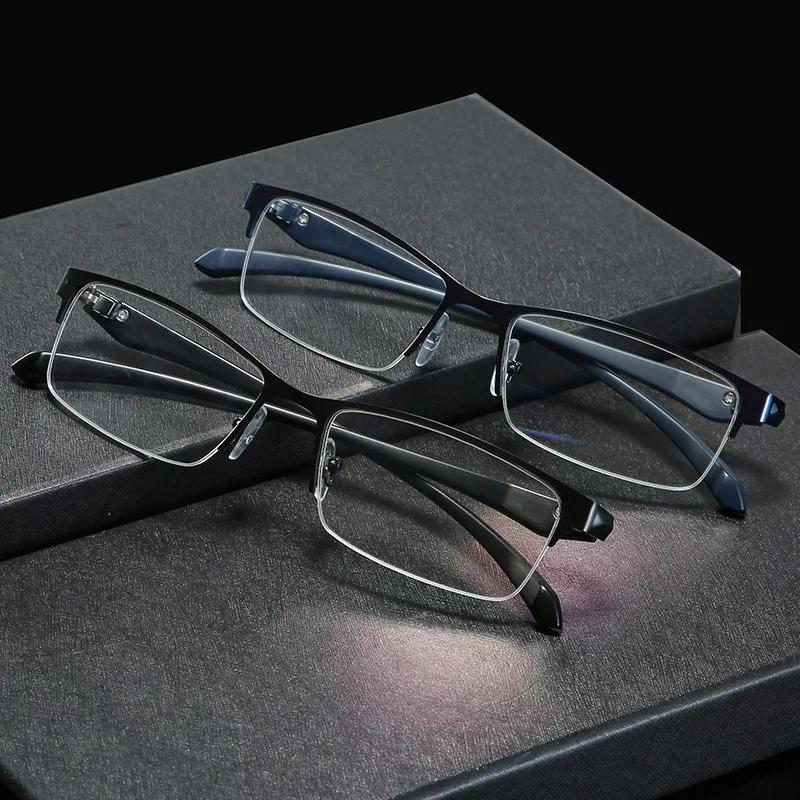 Single Light Reading Glasses Men's Half Frame Business Glasses Fashion Decorative Glasses