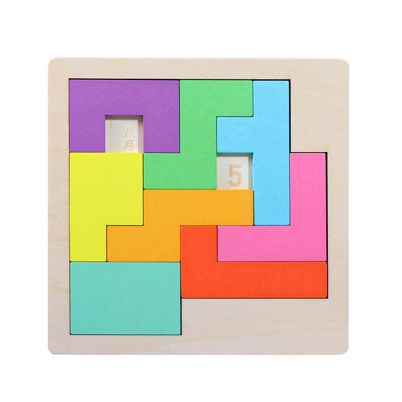 Wooden Brain-Burning Calendar Puzzle Toy for Early Education and Children's Logical Thinking Tetris