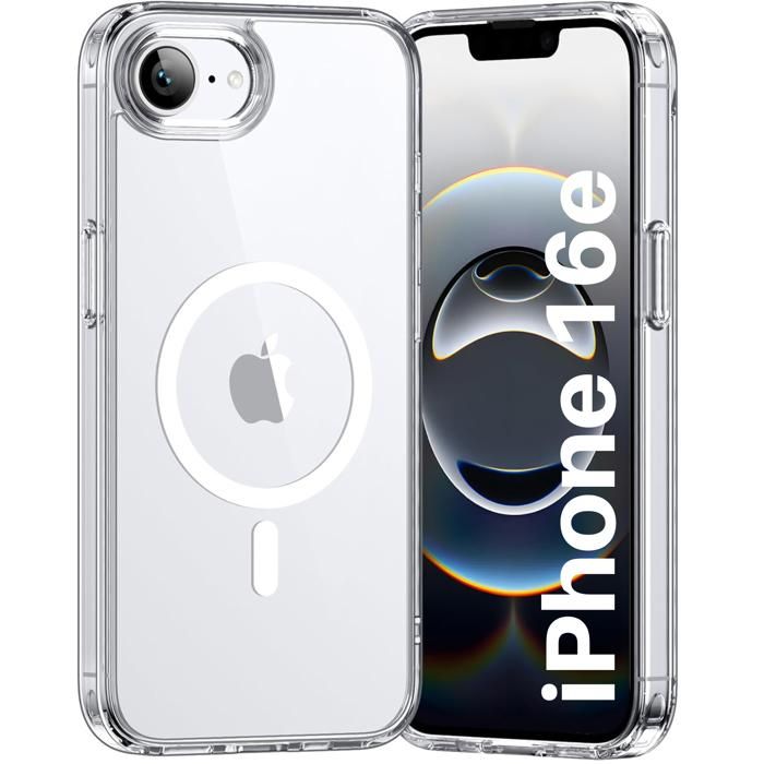 Coque pour iPhone 16e - Silicone Transparent avec Cercle magnétique intégré Phonillico®