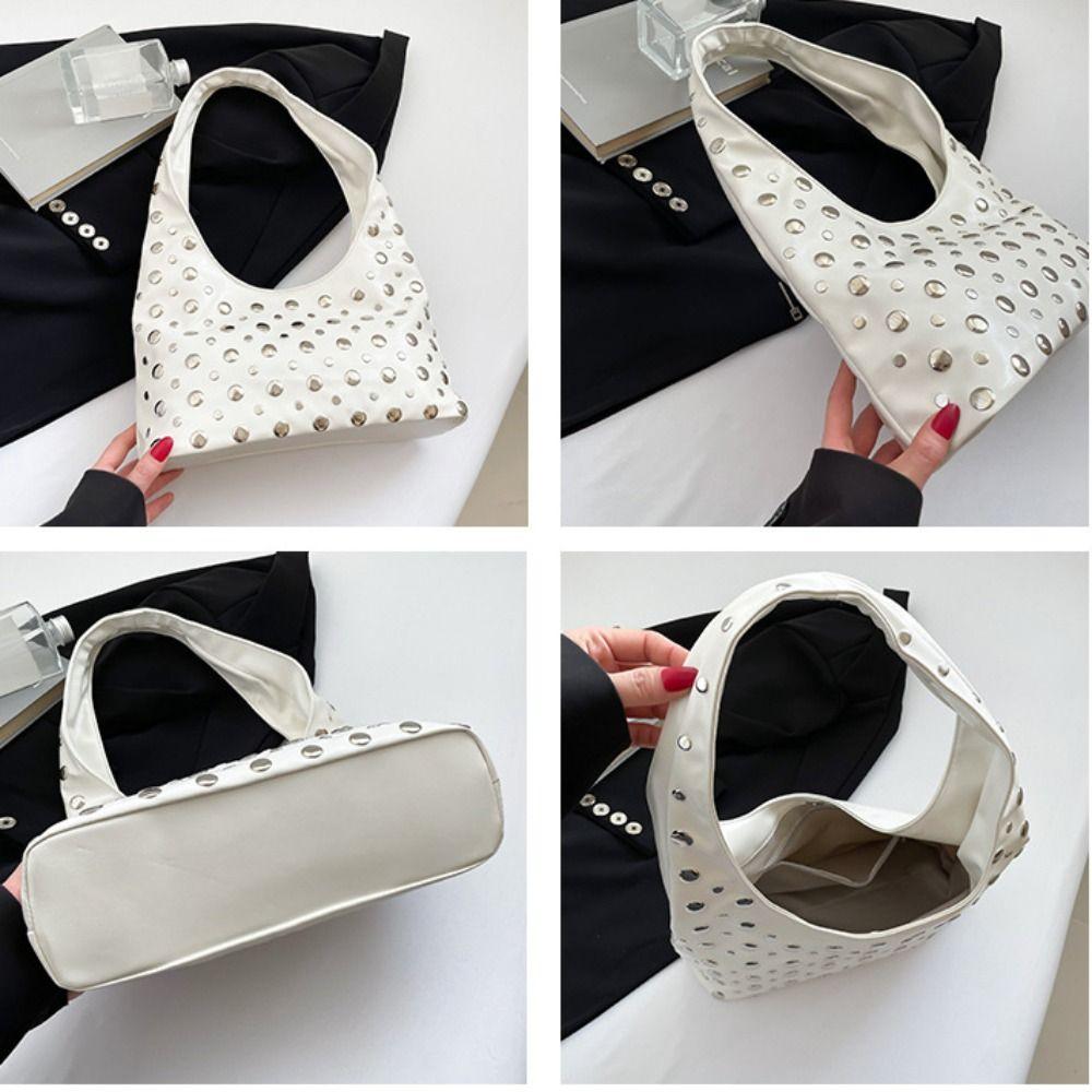Spicy Girl Rivet Shoulder Bag Metal Stud Bucket Bag Casual Y2k Underarm Bag  Girl