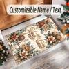 Floral Theme Crystal Velvet Rug Personalized Custom Name Text Soft Floor Mat Home Decor