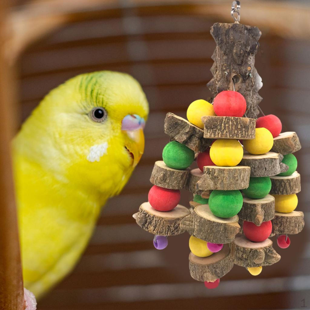 

Bird Parrot Toy, Large Toy Wooden Blocks Chewing Cage Bite for African