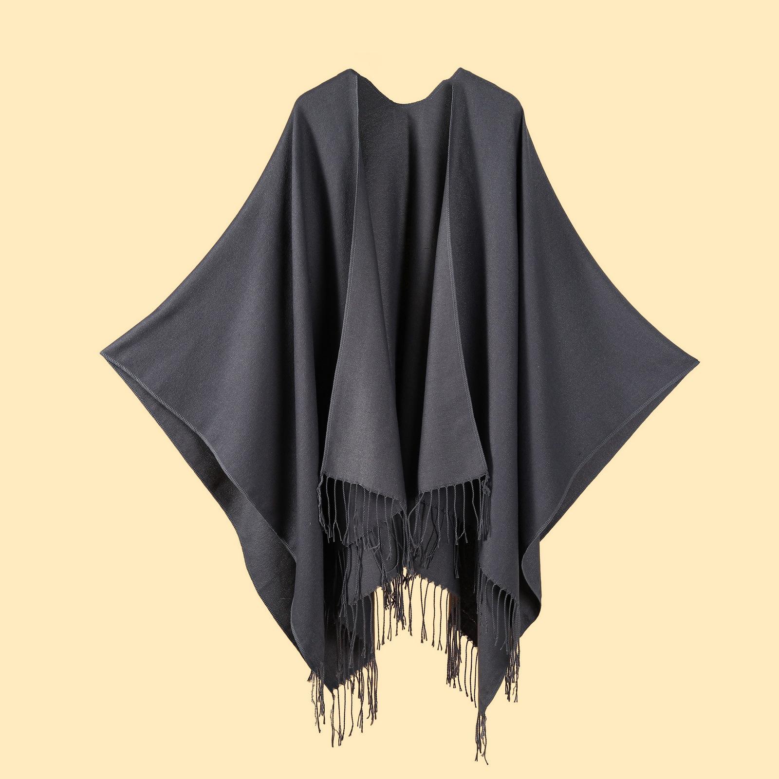 Women’s Elegant Shawl Wrap with Tassel Fringe Soft Lightweight Open Front Poncho Cape for All Versatile Layering One Size
