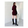 Women's Mini Corded Winter Claret Red Knitwear Dress