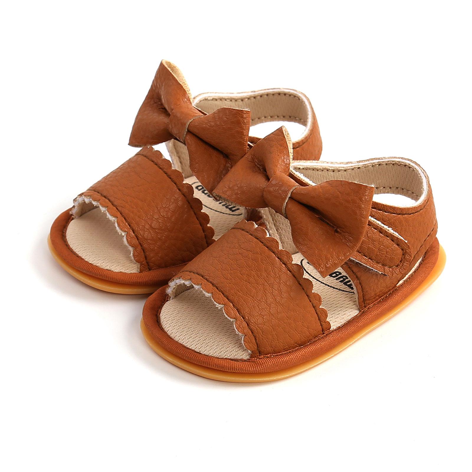 

Fashion Summer Baby Girls Sandals Shoes Toddlers Simple Style Solid Color Bow Soft Sole Shoes Outdoor Indoor Prewalker 0-6 Months коричневый