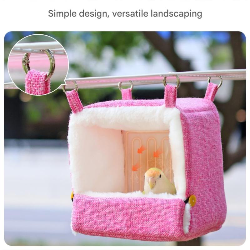 Soft USB Heated Bird Nest Comfortable Hanging House for Parrots with Modifiable Temperature Control Fleece