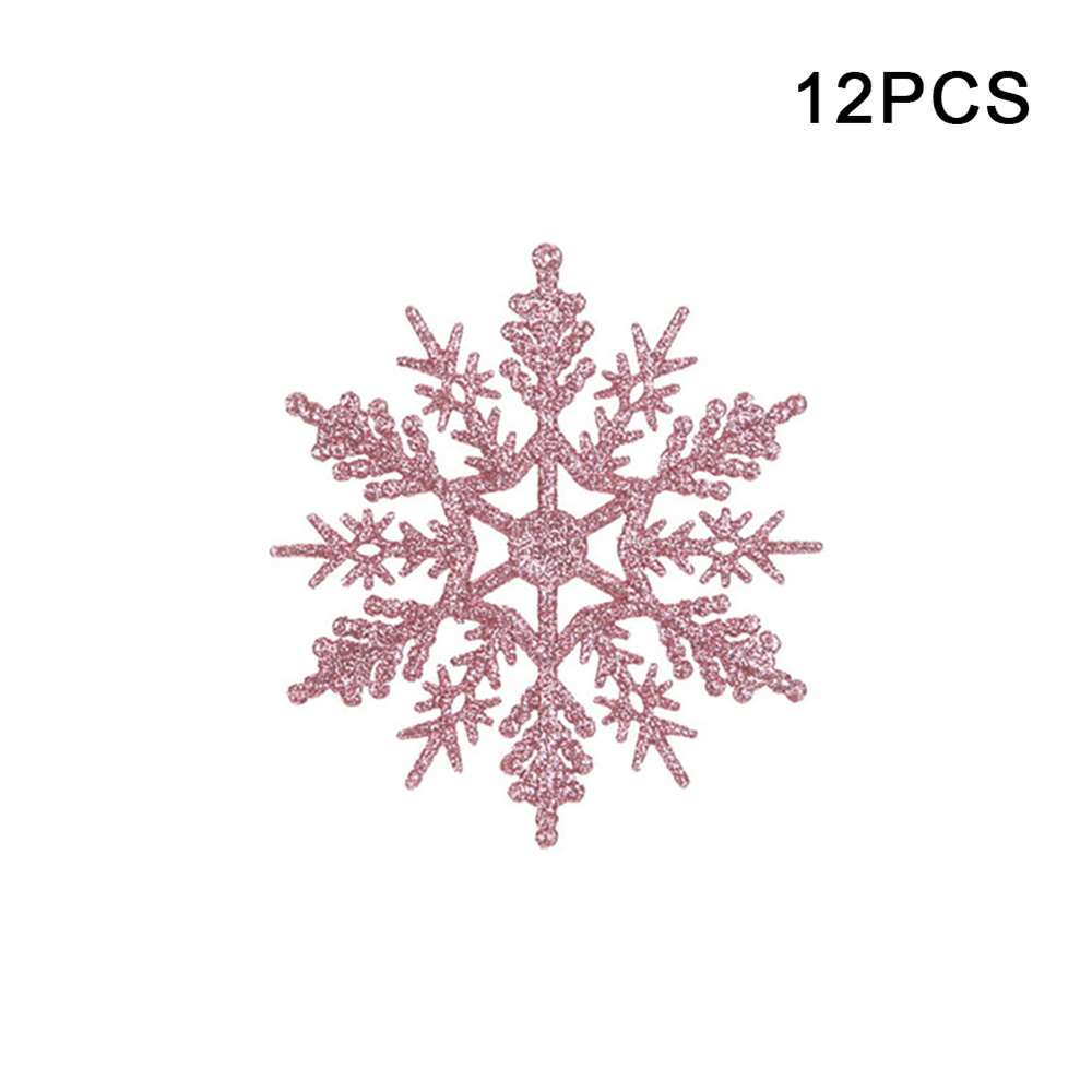 12pcs/set Simulation Snowflakes with Hole Christmas Tree Hanging Ornament Xmas Fake Snowflakes 2025 Navidad New Year Party Decor
