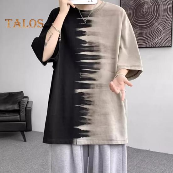 Men's Tie-Dye Tee Shirt Round Neck Casual T-Shirt Loose Fit Short-sleeve Summer Top for Everyday Outings Street