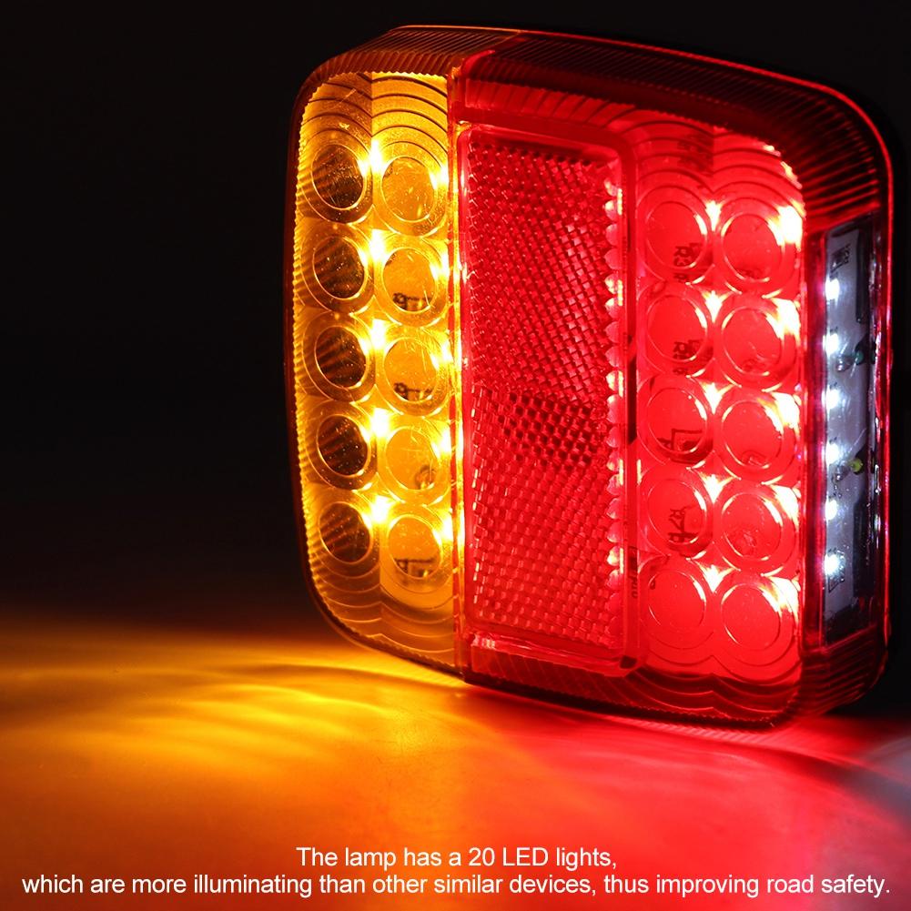 2Pcs 12V 20LED Double Colors Rear Lights for Trailer Truck(red Yellow Lamp Cover)
