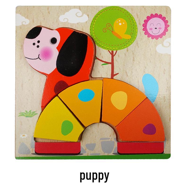 Animal 3D Wooden Jigsaw Puzzle Board for Toddlers (1-3 Years)