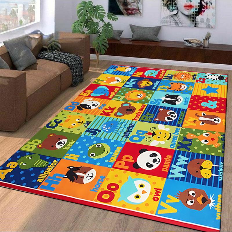 Alphabet Animals Educational Carpet suitable as a non-slip mat for the living room or bedroom sofa
