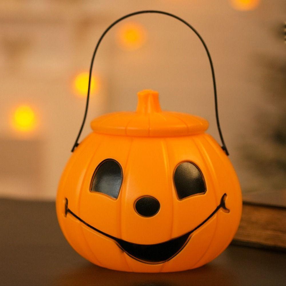 Handheld Halloween Pumpkin Lantern Trick or Treat Halloween Candy Can Pumpkin Bucket  Kindergarten