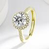 925 Sterling Silver Fashion Light Luxury Princess Round Bag Four-claw Zircon Ring Birthday Party Anniversary Gift