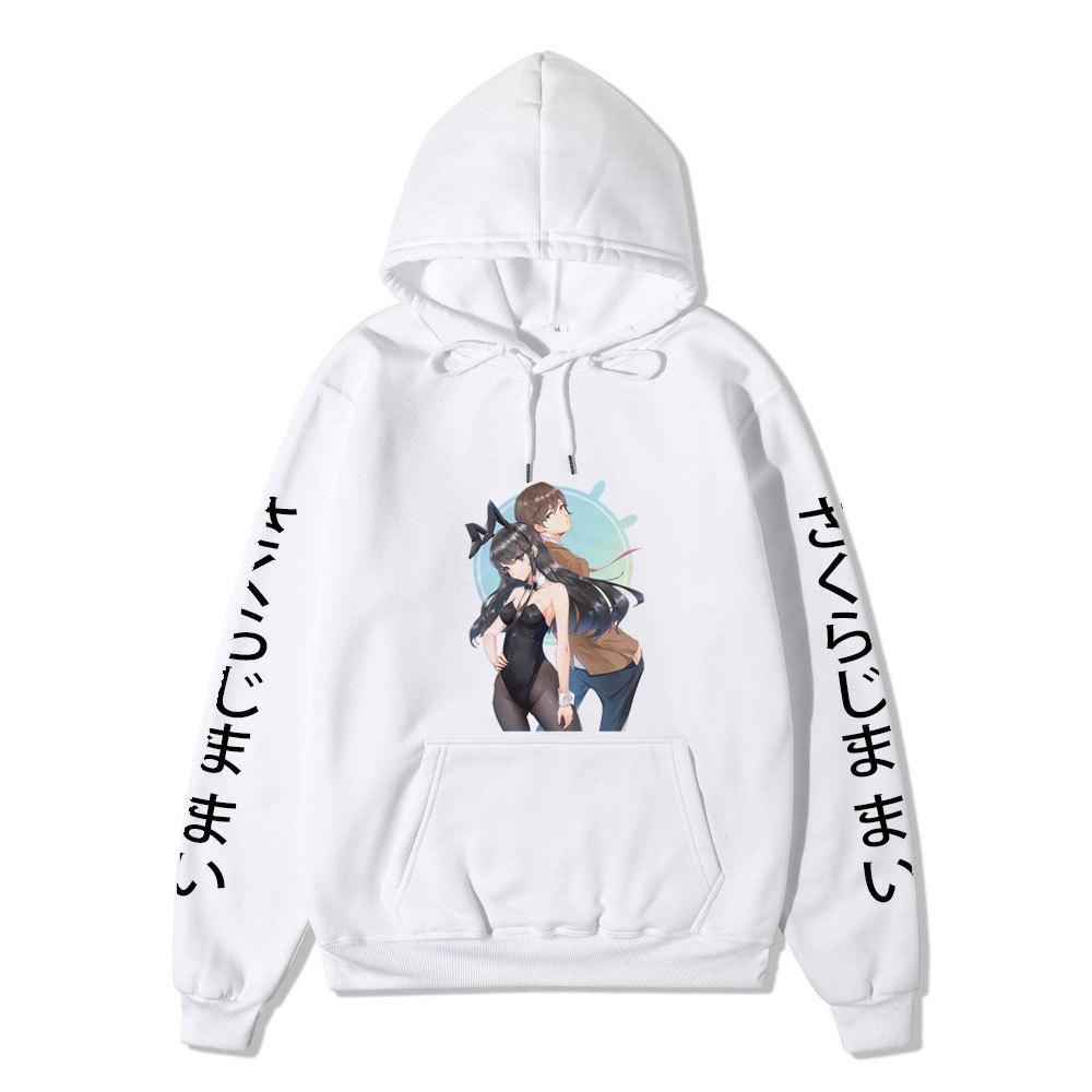 Rascal Does Not Dream of Bunny Girl Senpai Mai Sakurajima Unisex Fleece Hoodie Vertical Japanese Text Sleeve Anime Print Long Sleeve Sweatshirt