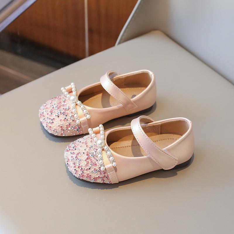 Bow pearl soft sole Korean version of crystal shoes rhinestone small fragrant single shoes 2025 spring and autumn new girls princess shoes