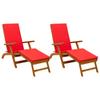Reclining and Folding Sun Lounger 2 Pcs Solid Acacia Wood