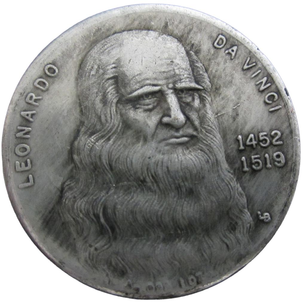 1pc, Vintage Replica Leonardo Da Vinci Commemorative Iron Coin, Collectible Challenge Coin, Historical Gift Item