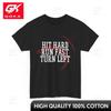 Hit Hard Run Fast Turn Left T-Shirt Baseball-Liebhaber Shirt Tägliche Kleidung Lässiger Kragen Witzig Entspannte Passform Reine Baumwolle Grafik-T-Shirt